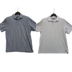 Lot of 2 Daniel Cremieux‎ Polo Shirt Mens XL Pima Cotton Golf Striped Blue White